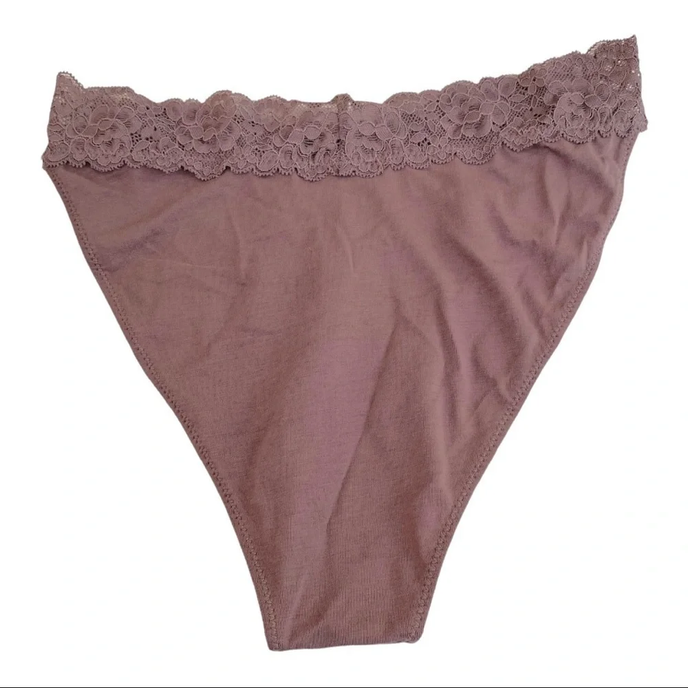 NEW Privacy Please Abigail Panties High Rise Bikini Lace Trim Peppercorn